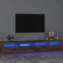 Maison Exclusive - TV-møbel med LED-lys, røgfyldt eg 240x35x40 cm