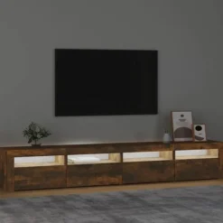 Maison Exclusive - TV-møbel med LED-lys, røgfyldt eg 240x35x40 cm