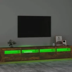 Maison Exclusive - TV-møbel med LED-lys, røgfyldt eg 240x35x40 cm