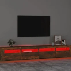 Maison Exclusive - TV-møbel med LED-lys, røgfyldt eg 240x35x40 cm