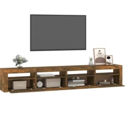 Maison Exclusive - TV-møbel med LED-lys, røgfyldt eg 240x35x40 cm