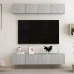 Maison Exclusive - TV-møbler 4 stk Grå beton 80x30x30 cm Ingeniørtræ Betonggrå