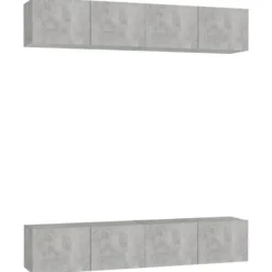Maison Exclusive - TV-møbler 4 stk Grå beton 80x30x30 cm Ingeniørtræ Betonggrå