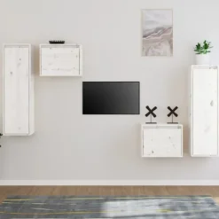 Maison Exclusive - TV-møbler 4 stk Hvid Massivt fyrretræ Vit