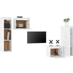 Maison Exclusive - TV-møbler 4 stk Hvid Massivt fyrretræ Vit