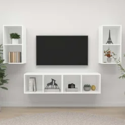 Maison Exclusive - Vægmonterede TV-møbler 4 stk Hvid Ingeniørtræ Vit