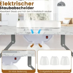 Manicurebord sammenklappeligt neglebord med elektrisk støvopsamler manicurebord marmor ser hvidt ud