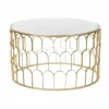 Marmor og jern sidebord - Hvid - 87 x 87 x 51,5 cm
