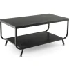 Marmor sofabord Rektangulært sofabord med 2 niveauer 105 x 55 x 46,5 cm Sort