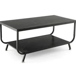 Marmor sofabord Rektangulært sofabord med 2 niveauer 105 x 55 x 46,5 cm Sort