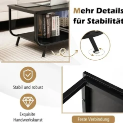 Marmor sofabord Rektangulært sofabord med 2 niveauer 105 x 55 x 46,5 cm Sort