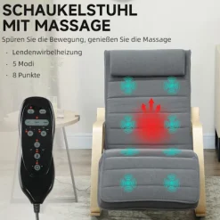 Massagegyngestol med lændevarme, 3 tilstande, grå