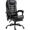 Massagestol Med 7 Punkters Executive Stol Højdejusterbar Drejestol Med Integreret Fodstøtte Lændepude 67 X 79 X 111-121 Cm