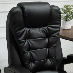 Massagestol Med 7 Punkters Executive Stol Højdejusterbar Drejestol Med Integreret Fodstøtte Lændepude 67 X 79 X 111-121 Cm
