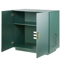 Møbel Kattedo - DUOKU - KLCB-07 - Træskab - 80 x 50 x 79 cm - Mørkegrøn Mörkgrön och guldärmad