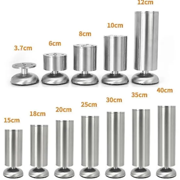 Møbelben i rustfrit stål, justerbare sofaben, skabsbordsben, kraftig udskiftningsbar bordpladeholder 15 cm 15cm