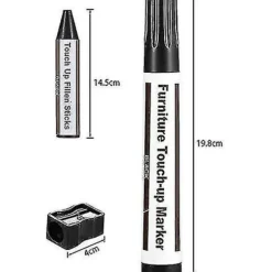Møbelreparationssæt, træ touch up penne, laminat ridse reparation, voksstænger til træreparation, møbelmarkører touch up, sæt med 17-markører og voksstænger | Fyndiq