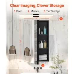Medicinsk skab - DUOKU - ML14×24-1 - HD-spejl - Hylder i hærdet glas - 1 dør
