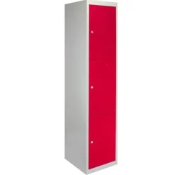 Metal garderobeskabe - MONSTERSHOP - 3 døre - Rød - Robust stål - 45x38x180cm Röd