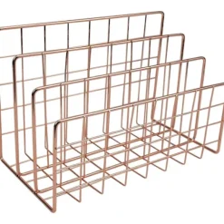 Metal Magasinholder Skrivebordsfilholder, 3-slot jern trådopbevaringsreol Hylde Filorganisatorholder Multifunktionel Brevfil Bogopbevaringskurv Rose Gold | Fyndiq