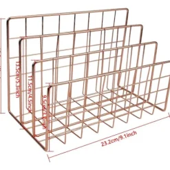 Metal Magasinholder Skrivebordsfilholder, 3-slot jern trådopbevaringsreol Hylde Filorganisatorholder Multifunktionel Brevfil Bogopbevaringskurv Rose Gold | Fyndiq