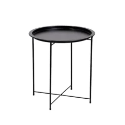 Metal Sidebord, vandafvisende med buet kantdesign, sammenklappeligt, letvægts sidebord til indendørs og udendørs rum, rustfri konstruktion