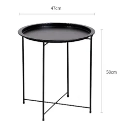 Metal Sidebord, vandafvisende med buet kantdesign, sammenklappeligt, letvægts sidebord til indendørs og udendørs rum, rustfri konstruktion