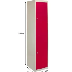 Metal Skab - Rød - 2 Døre - 45 x 38 x 180 cm - 3 Enheder
