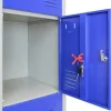 Metallisk Skab - Garderobe - 4 Døre - 45 x 38 x 180 cm - Blå - Stål