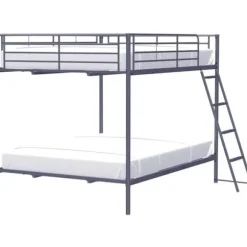 Metaltseng med etager - Mørkegrå - Inkluderer sengebunde - 2 x 140 x 190 cm - ALICE Mörkgrå
