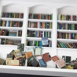 Mini Bibliotek Anti- Bogreol Træ Miniature Ornament Dukkehjem A