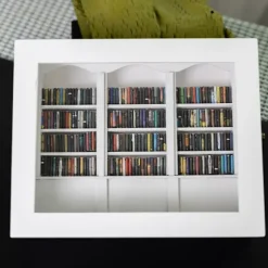 Mini Bibliotek Anti- Bogreol Træ Miniature Ornament Dukkehjem A