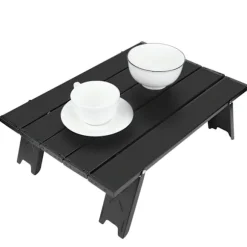 Mini bærbar aluminiumslegering foldebord udendørs camping BBQ picnicbord sort