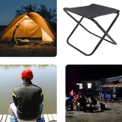 Mini Foldestol Udendørs, Mini Camping Skammel, Foldeskammel, Lille Sammenklappelig Campingstol til Fiskeri, Camping, Rejser, Vandreture, Have