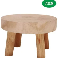 Mini Rund Naturlig Træskammel, Blomsterpottestativ, Haveskammel - 3,5" Høj Naturligt Træ