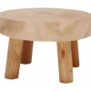 Mini rund taburet i naturligt træ, holder til urtepotte, havetaburet – 8,9 cm høj, naturligt træ