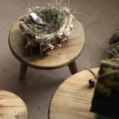 Mini Rund Træskammel Kort Træskammel til Planter Mini Træskammel Display til Hjemme Terrasse