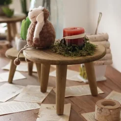 Mini Rund Træskammel Kort Træskammel til Planter Mini Træskammel Display til Hjem Terrasse