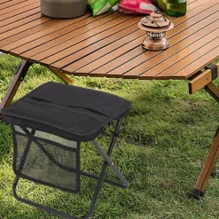 Mini sammenklappelig campingtaburet med bæretaske, sammenklappelig campingstol til camping og fiskeri, sort