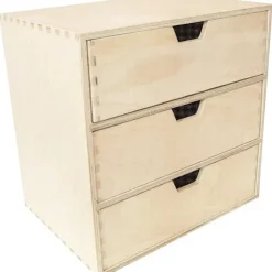 Mini trækommode - Creative Deco - 3 skuffer - Perfekt beige kommode til at dekorere og male Beige