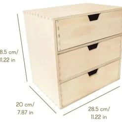 Mini trækommode - Creative Deco - 3 skuffer - Perfekt beige kommode til at dekorere og male Beige