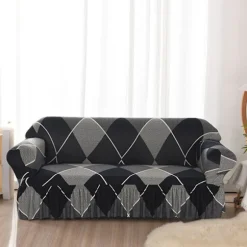 Moderne Jacquard Højelastisk Sofabetræk - kompatibelt stue - kompatibelt hunde og kæledyr (3-personers, 190-230 cm)