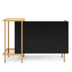 Moderne skænk med skjulte håndtag, 2 åbne rum og 16 cm metalben, minimalistisk Black