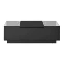 Moderne sofabord 105 cm minimalistisk med LED-belysning, opbevaringsplads, glasplade og 2 skuffer Black
