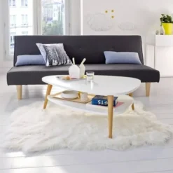 Moderne sofabord, hylde, træben, ModernHome hvid