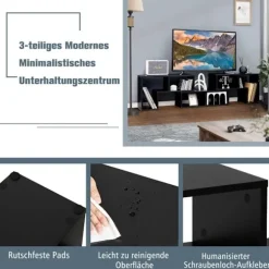 Modulært tv-stativ i træ, 3-delt, passer til tv'er op til 65