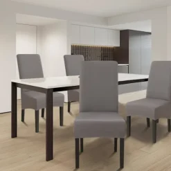 (Mørkegrå) 6 stk. store spisestuestolebetræk Stor størrelse Stolebetræk Aftageligt Vaskbart til Dini