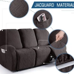 Mørkegrå, recliner sofaovertræk, 3-personers sofa recliner overtræk med