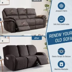Mørkegrå, recliner sofaovertræk, 3-personers sofa recliner overtræk med