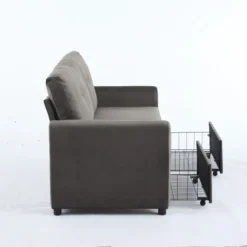 Mørkegrå sofa med skuffeopbevaring: moderne kompakt sofa lavet af slidstærkt stof til stuen Dark Gray